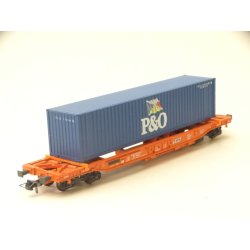 Osj 95947 ROCO. Sdmkmss veksellad vogn med en P&O container. H0. Brugt.