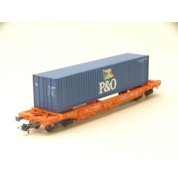 Osj 95947 ROCO. Sdmkmss veksellad vogn med en P&O container. H0. Brugt.