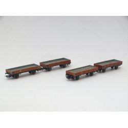 Pk Lot 10 4 x 4503. MRKLIN. 3 uden last 1 med grus last. H0. Brugt