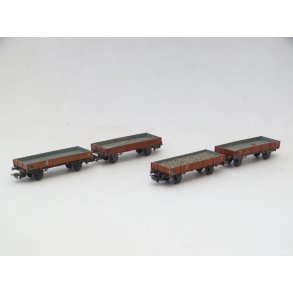 Pk Lot 10 4 x 4503. MRKLIN. 3 uden last 1 med grus last. H0. Brugt