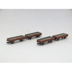 Pk Lot 10 4 x 4503. MRKLIN. 3 uden last 1 med grus last. H0. Brugt