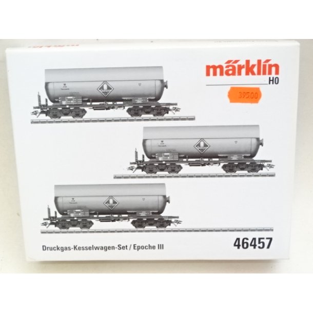 BRUGT OP 46457 M�RKLIN. DSB Kosangas s�t m. 3 vogne. H0. Brugt.