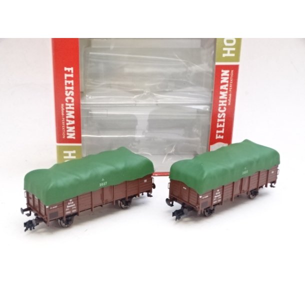 BRUGT OP 521606 FLEISCHMANN. 2 x DSB Litra Pt vogne. H0. Brugt.