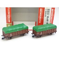BRUGT OP 521606 FLEISCHMANN. 2 x DSB Litra Pt vogne. H0. Brugt.