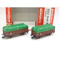 BRUGT OP 521606 FLEISCHMANN. 2 x DSB Litra Pt vogne. H0. Brugt.