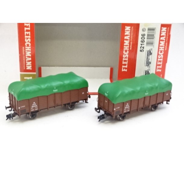 BRUGT OP 521606 FLEISCHMANN. 2 x DSB Litra Pt vogne. H0. Brugt.