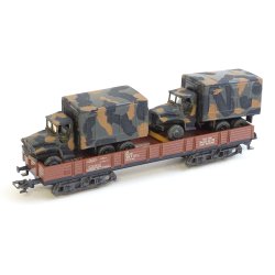 Kir 4473 C MRKLIN. Fladvogn med 2 militr kretjer. H0. Brugt