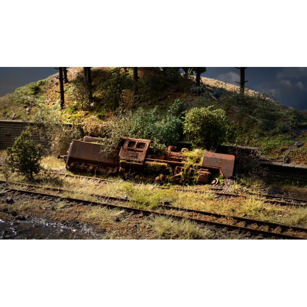60763 NOCH. Diorama af forulykket lokomotiv. H0. 