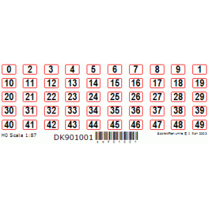 901001 BANEN m.m. Sporskifte numre. H0 Selvklbende.